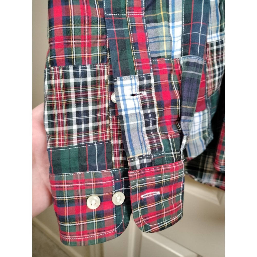 Vintage Polo Ralph Lauren Patchwork Plaid Button Down Shirt Men's Medium - Picture 13 of 14
